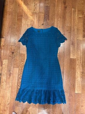 Talbots Teal Crochet-Detail Midi Dress